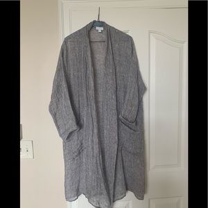 J.Jill 100% linen duster with Shaw collar.